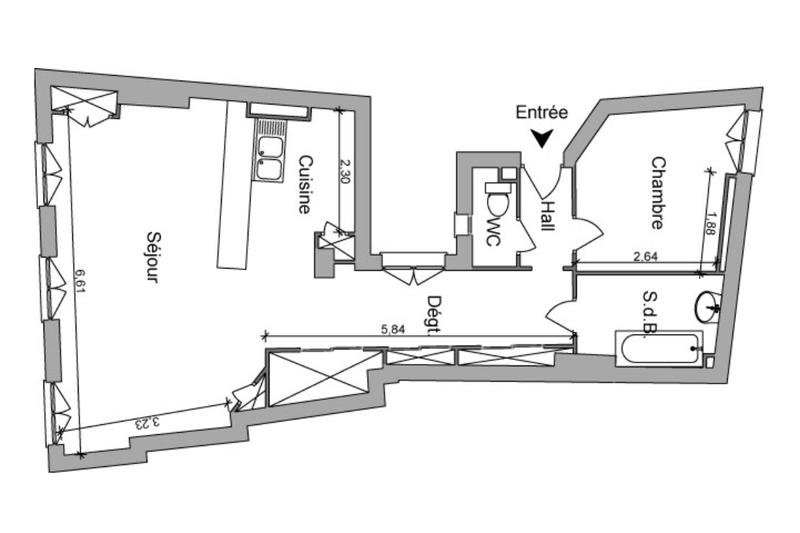 Appartement - 59 m² - 2 pièces
