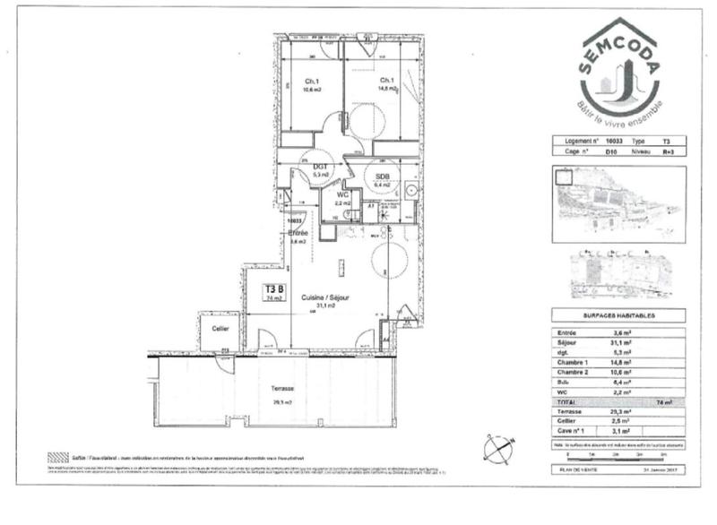 Appartement - 74 m² - 3 pièces