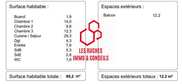 Appartement - 89 m² - 4 pièces
