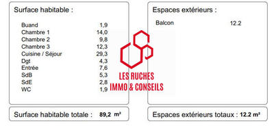 Appartement - 89 m² - 4 pièces
