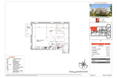 Appartement - 65 m² - 3 pièces