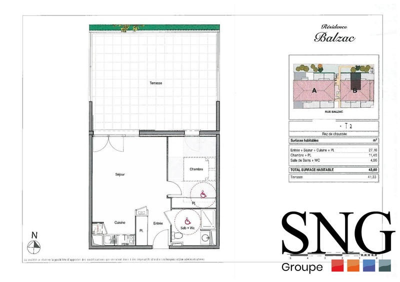 Appartement - 44 m² - 2 pièces