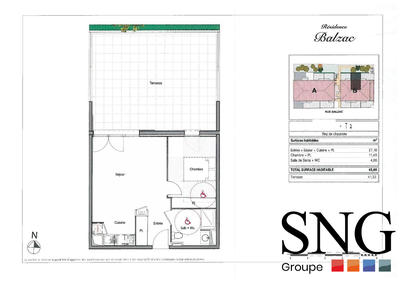 Appartement - 44 m² - 2 pièces