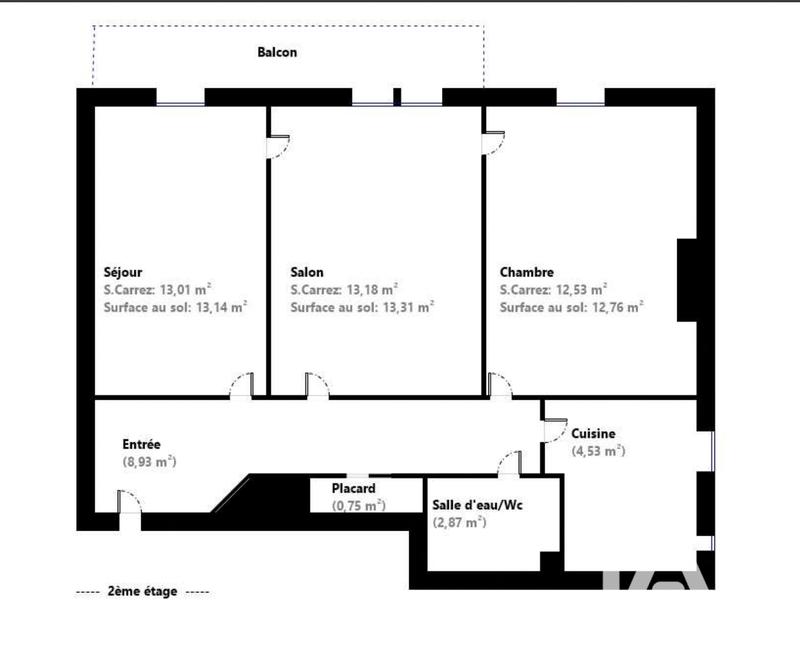 Appartement - 56 m² - 3 pièces
