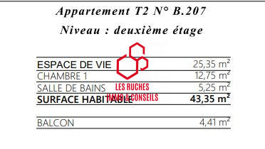 Appartement - 45 m² - 2 pièces