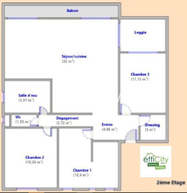 Appartement - 82 m² - 5 pièces