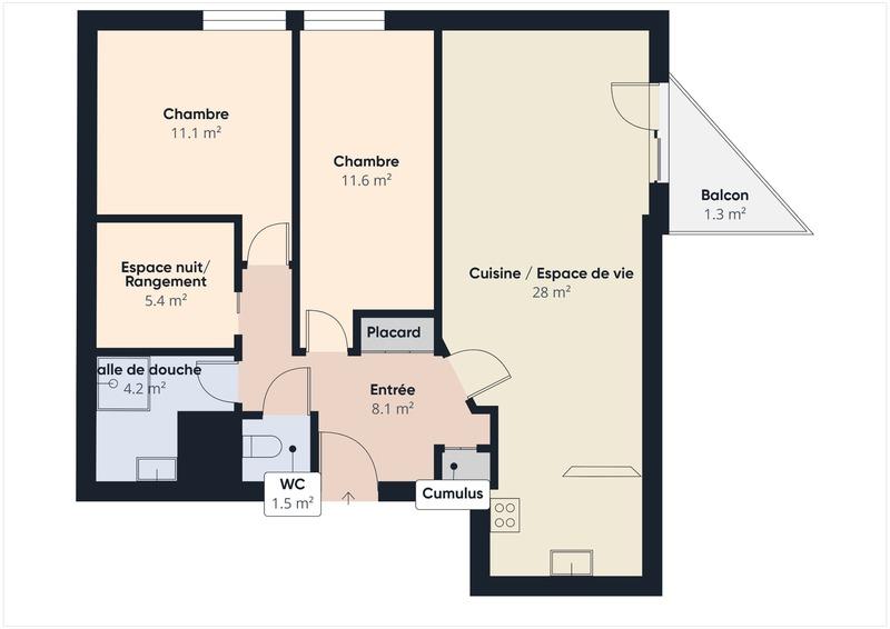 Appartement - 70 m² - 4 pièces