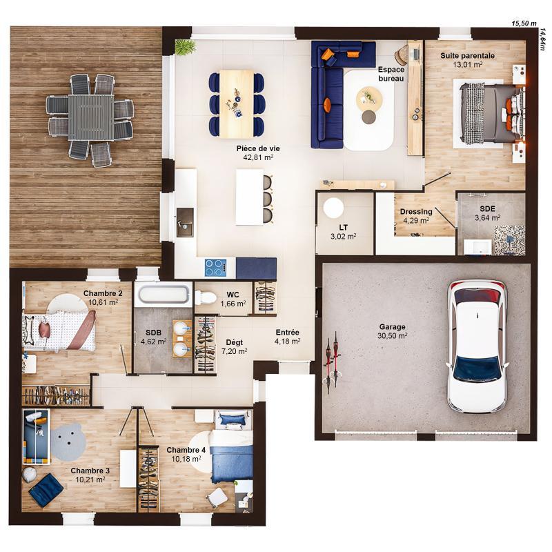 Maison - 115 m² - 6 pièces