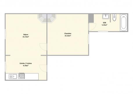 Appartement - 47 m² - 2 pièces