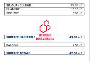 Appartement - 43 m² - 2 pièces