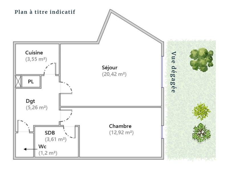 Appartement ancien - 47 m² - 2 pièces