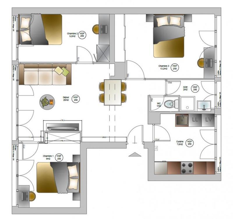 Chambre - 9 m² - 1 pièce