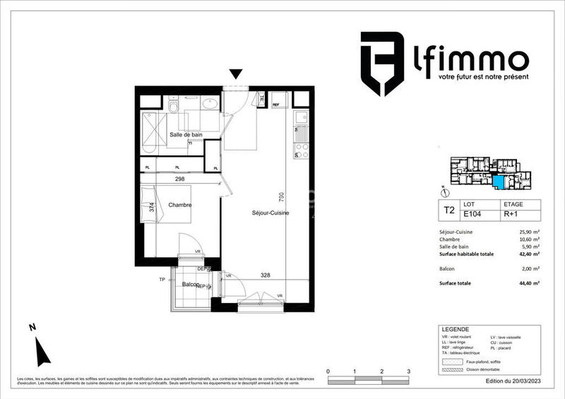 Appartement - 42 m² - 2 pièces