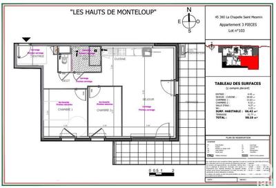 Appartement - 66 m² - 3 pièces