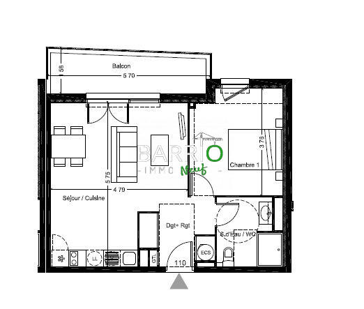 Appartement - 48 m² - 2 pièces