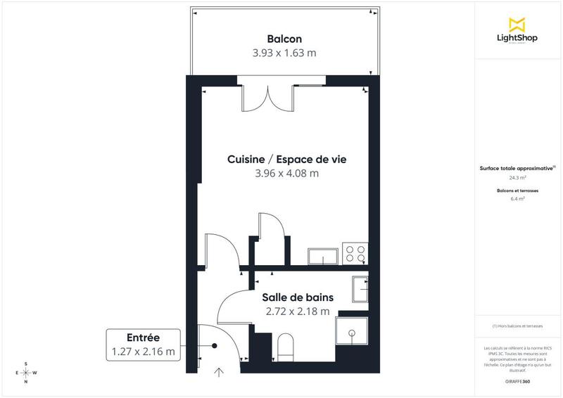Appartement - 25 m² - 1 pièce
