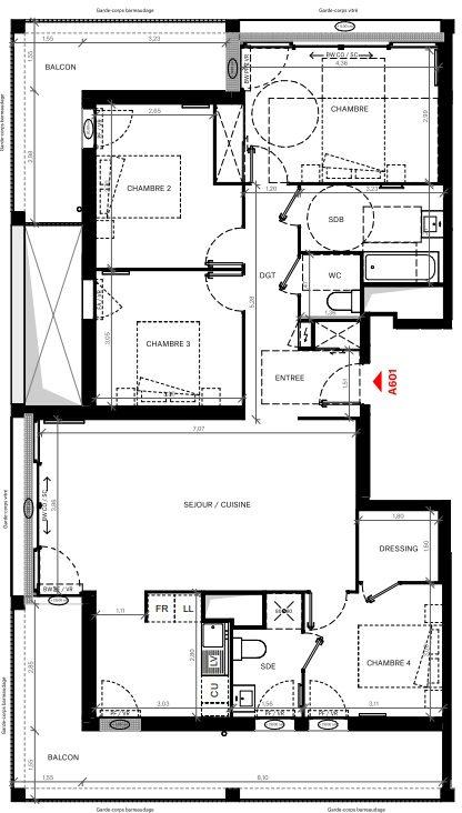Appartement - 104 m² - 5 pièces