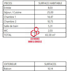 Appartement - 66 m² - 3 pièces