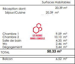 Appartement - 50 m² - 3 pièces