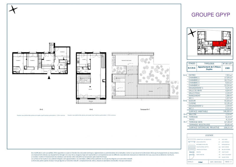 Duplex - 147 m² - 5 pièces