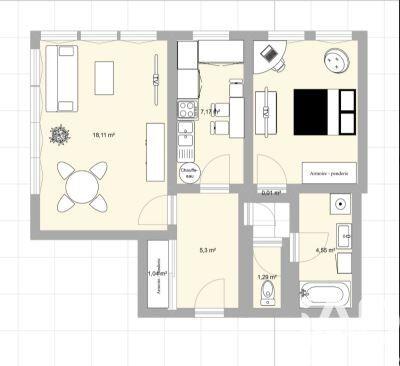 Appartement - 51 m² - 2 pièces