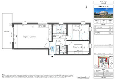 Appartement - 73 m² - 3 pièces