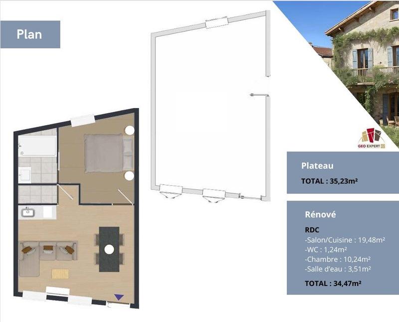 Appartement - 35 m² - 2 pièces