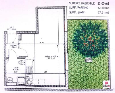 Appartement - 33 m² - 1 pièce