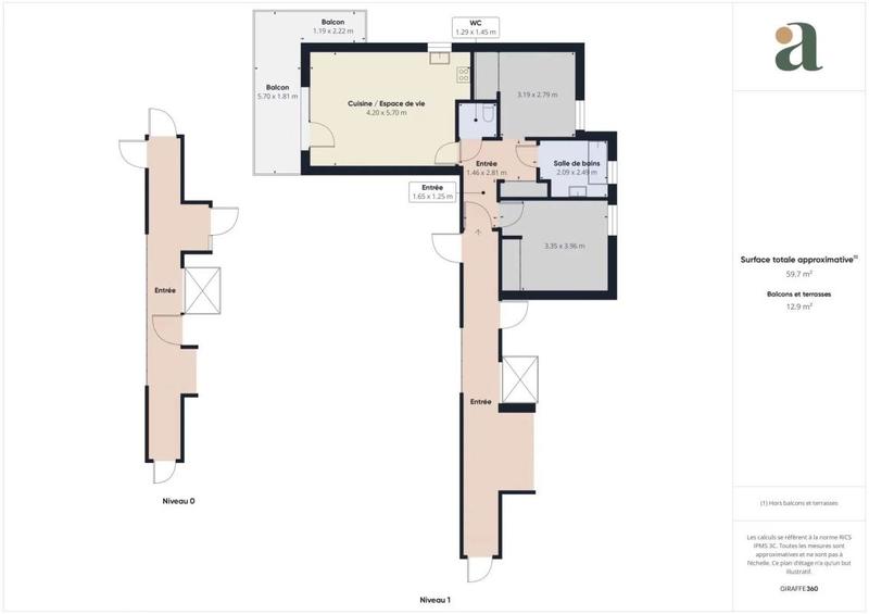 Appartement - 59 m² - 3 pièces