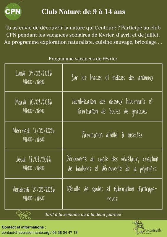 Club Nature - Identification des oiseaux hivernants et fabrication de boules de graisses