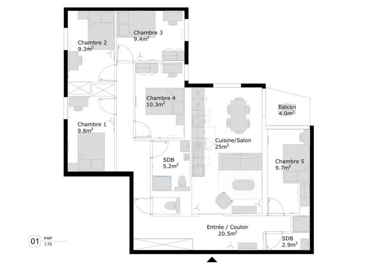 Appartement - 101 m² - 6 pièces