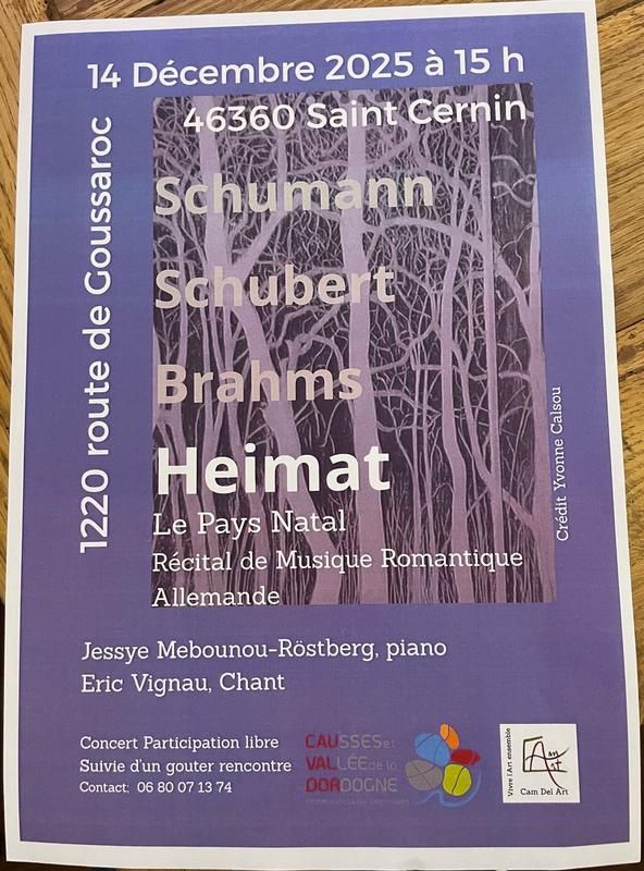 Concert de musique classique : Schuman, Schubert, Brahms, Heimat…