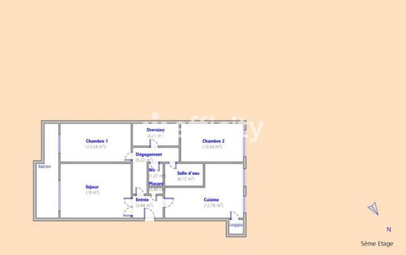 Appartement - 75 m² - 3 pièces