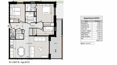 Appartement - 70 m² - 3 pièces