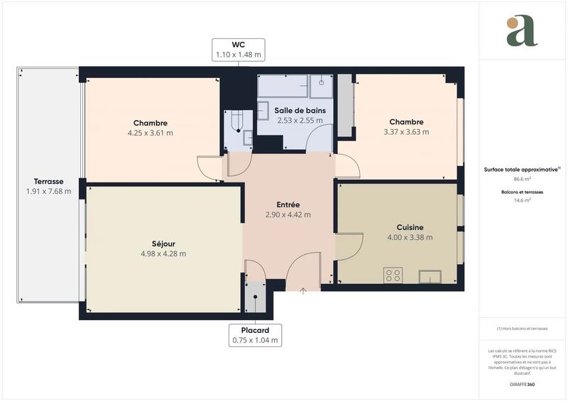 Appartement - 87 m² - 3 pièces