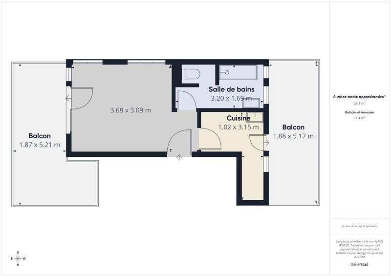 Appartement - 24 m² - 1 pièce