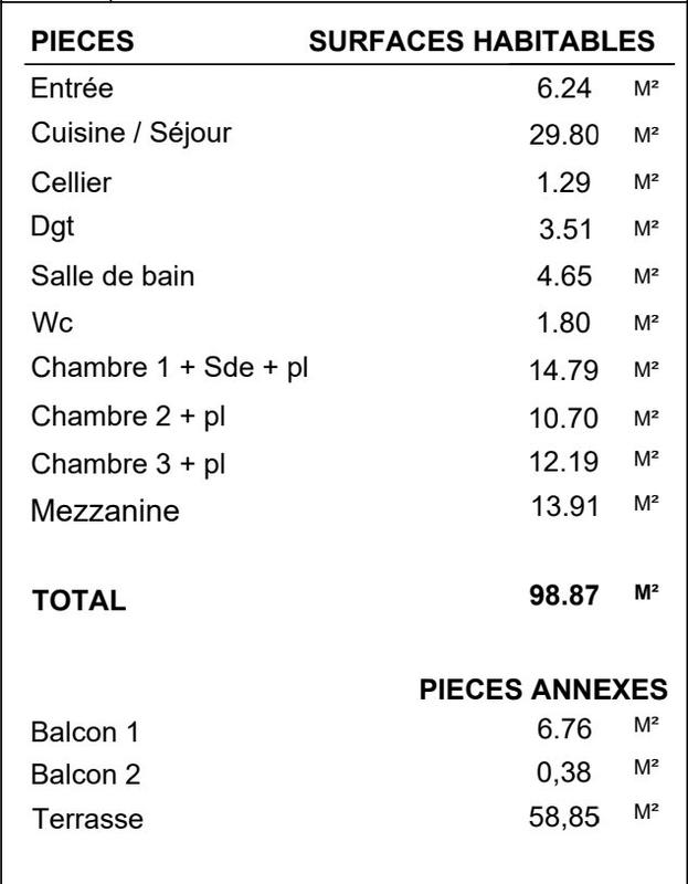 Appartement - 99 m² - 5 pièces