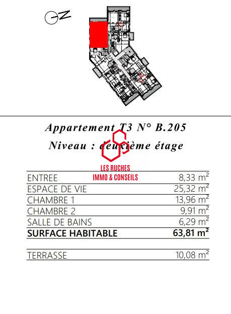 Appartement - 64 m² - 3 pièces