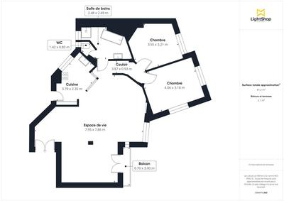 Appartement - 84 m² - 3 pièces