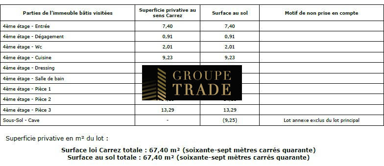 Appartement - 67 m² - 3 pièces