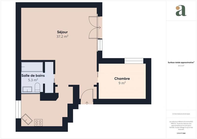 Appartement - 52 m² - 2 pièces