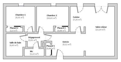 Appartement - 69 m² - 3 pièces