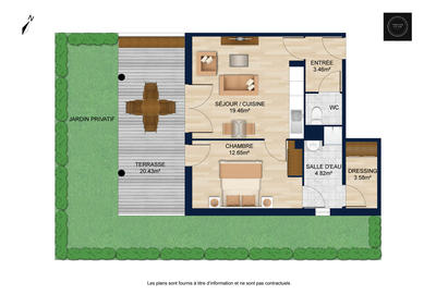 Appartement - 46 m² - 2 pièces