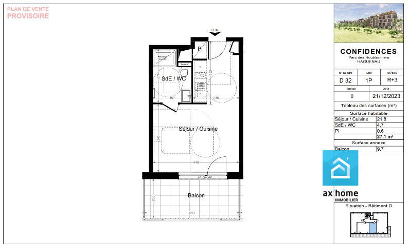 Appartement - 27 m² - 1 pièce