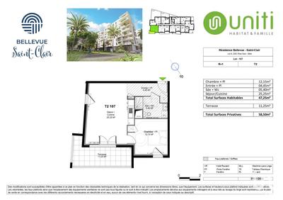 Appartement - 47 m² - 2 pièces