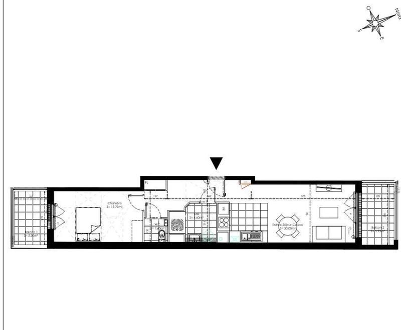 Appartement - 49 m² - 2 pièces