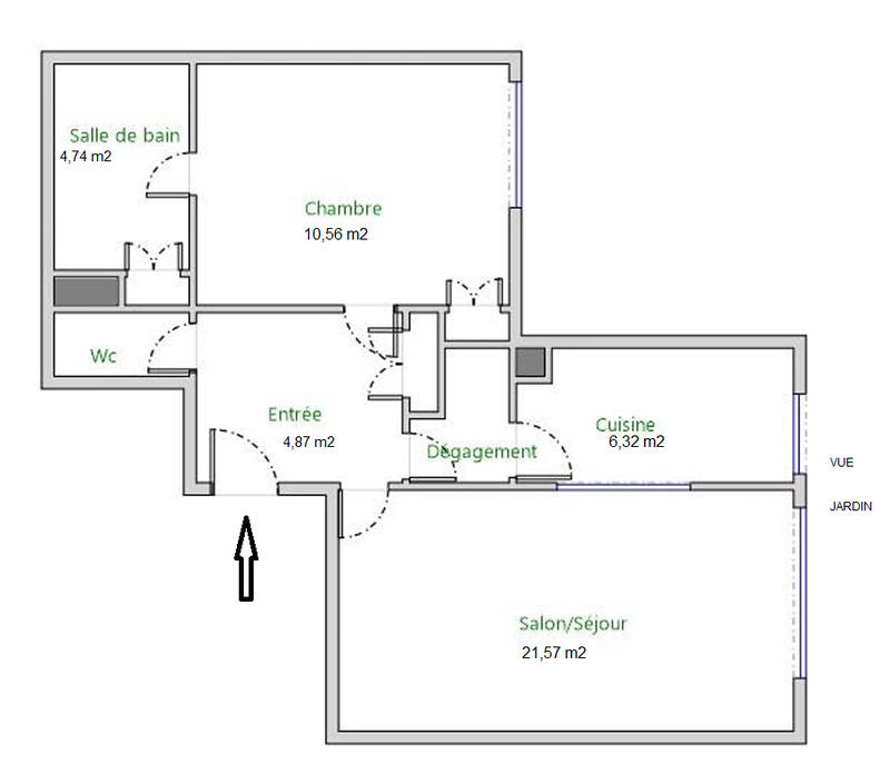 Appartement - 52 m² - 2 pièces