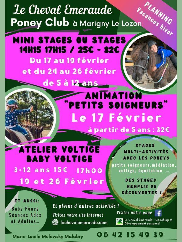 Planning vacances d'hiver 2026 au Cheval Emeraude
