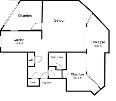 Appartement - 107 m² - 3 pièces