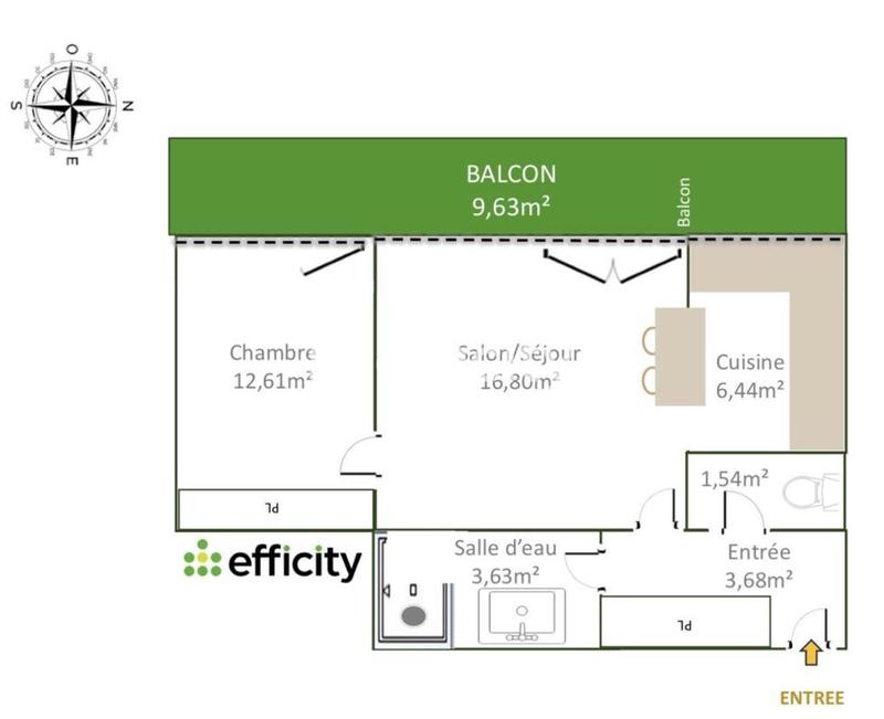 Appartement - 45 m² - 2 pièces